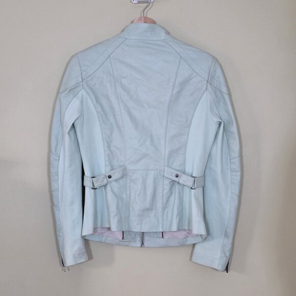 Bod & Christensen Jacket Women M Light Green Penelope Genuine Leather Moto Lined - Picture 15 of 16